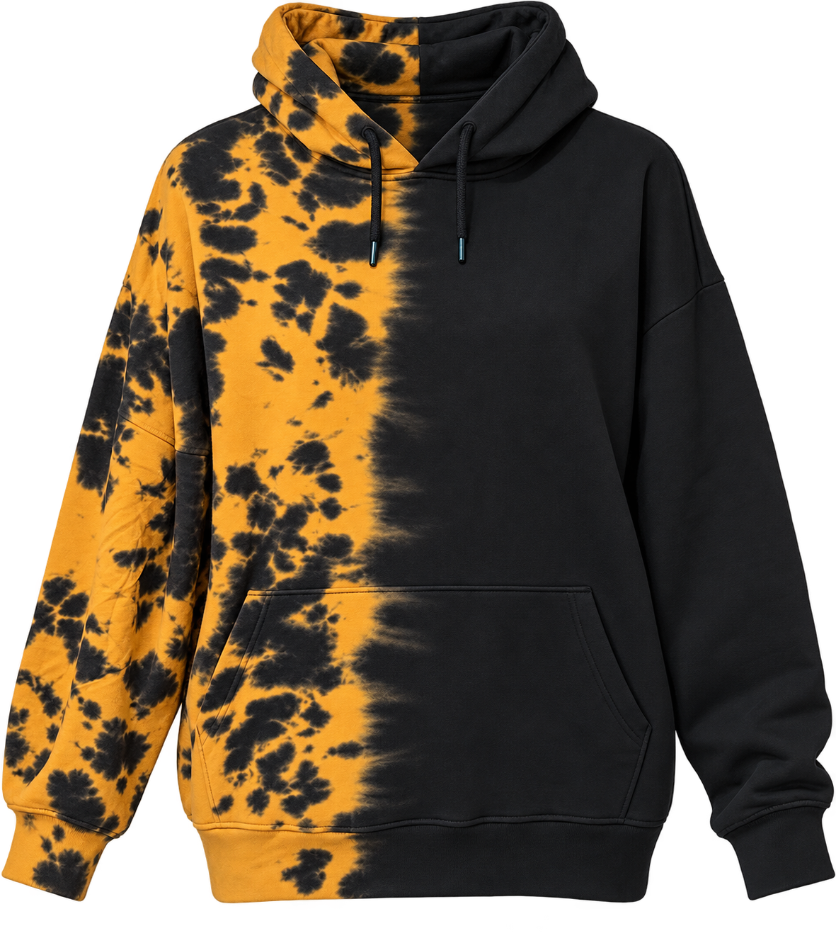 Black & Orange Split Tie-Dye Hoodie