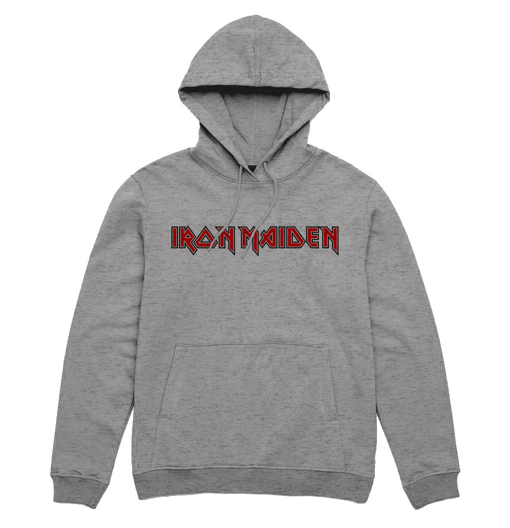 Iron Maiden – Red Logo Grey Hoodie (Pre-Order)