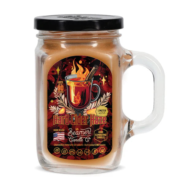 Beamer Candle Co. 12oz Glass Mason Jar, Hard Cider Haze